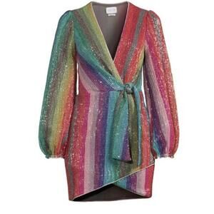 SAYLOR | Saylor Debbie Shimmer Faux Wrap Dress size XS